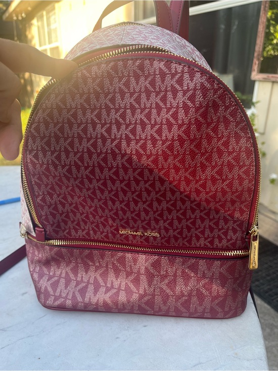 Michael Kors Red and Cream Signature Logo Backpack main image 5